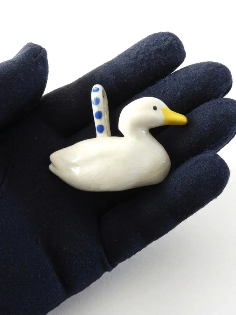 Vintage Original Parrot Pearls Hand Painted Ceramic Duck Pendant Charm